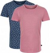 T-shirt meisjes katoen roze/blauw 2-delig maat 134