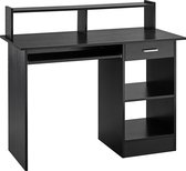 FURNIBELLA - Bureau met laden, computertafel zwart bureau voor thuiskantoor met opbergvakken - 106 x 94 x 50 cm (B x H x D)