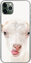 Geschikt voor iPhone 11 Pro Max hoesje - Geit - Portret - Jongen - Meisjes - Kids - Wit - Siliconen Telefoonhoesje