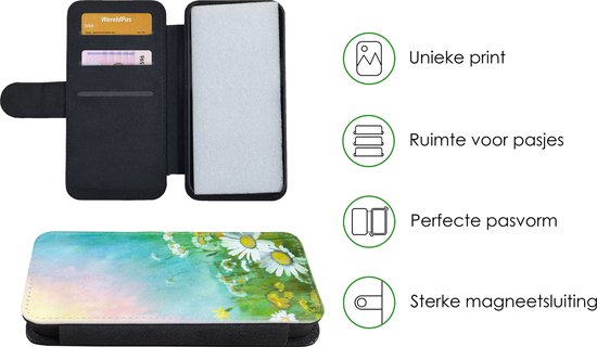 Bookcase Convient pour étui de téléphone iPhone 11 Pro Max - Marguerite - Soleil - Été - Avec compartiments - Étui portefeuille avec fermeture magnétique