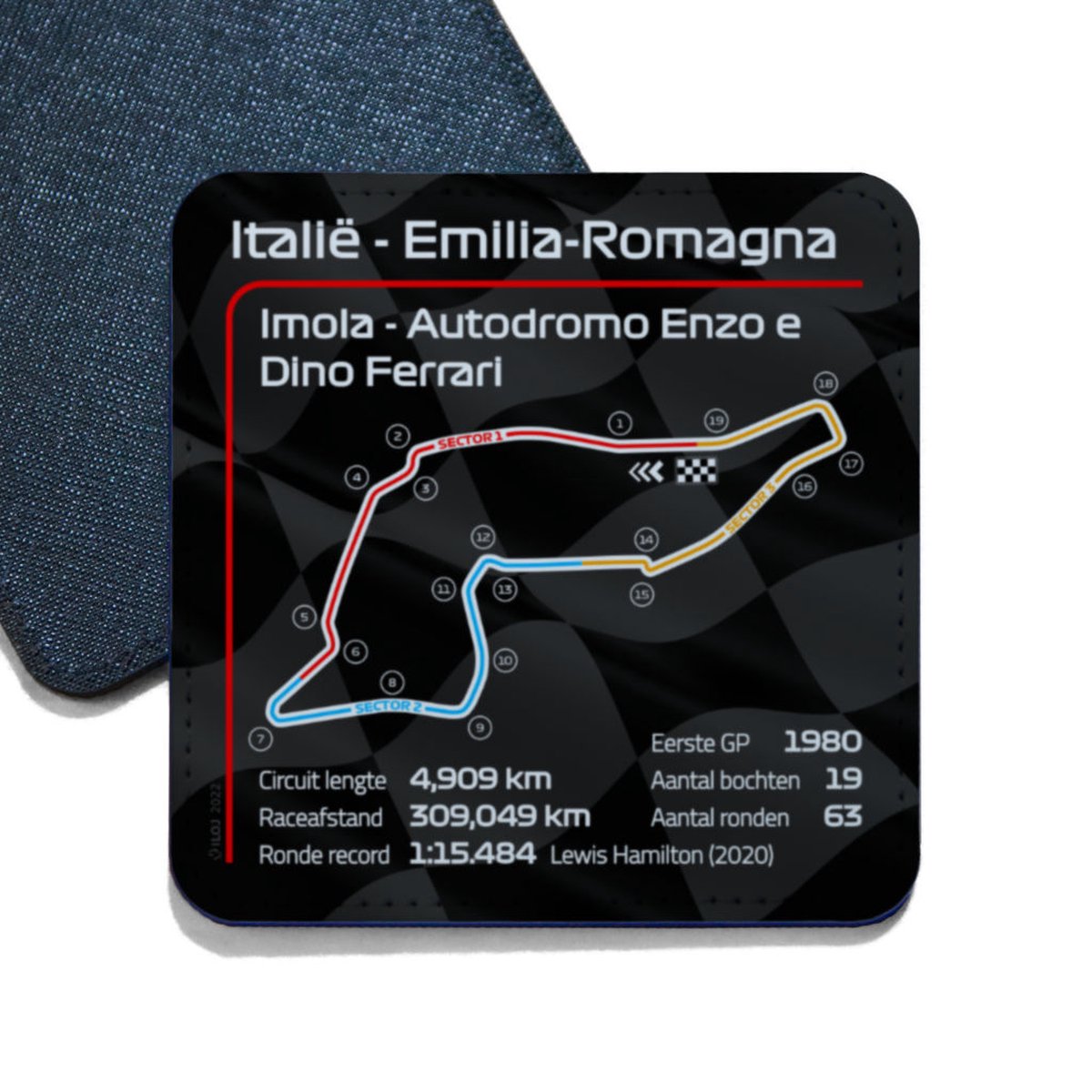 ILOJ onderzetter Formule 1 circuit Italië Imola Autodromo Enzo e Dino Ferrari 2022 vierkant