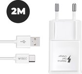 WISEQ Oplader voor Samsung inclusief USB C oplaadkabel - 2 meter - Smart Fast Charger – wit