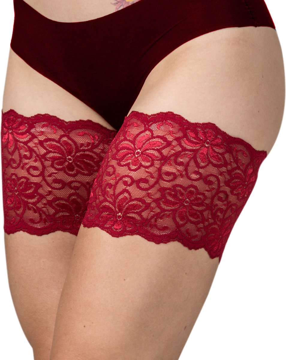 Bandelettes - Model Dolce - Kanten Elastische Dijenbanden - Rood - Maat C - Dáág Schurende Dijen!