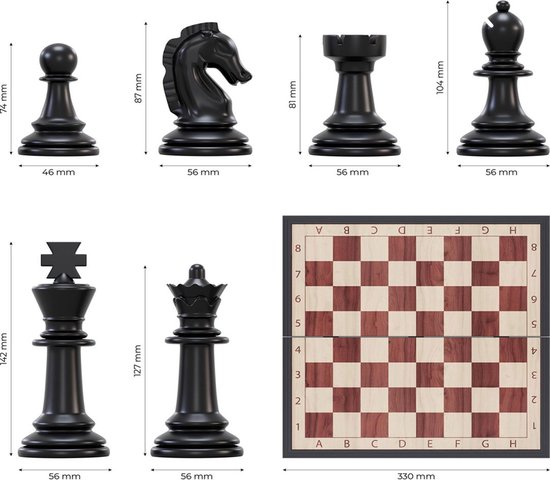 Thumbnail van een extra afbeelding van het spel Luxe schaakbord met schaakstukken - Chess set - Magnetisch schaakbord met schaak stukken - Schaakspel - inklapbaar bord - 33x33 cm