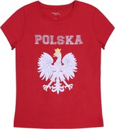 Rood, meisjes t-shirt met de Poolse adelaar / 134