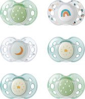 Tommee Tippee Night Time Soothers, Symmetrical Orthodontic Design, BPA-Free Silicone Baglet, 18-36m, Pack of 6