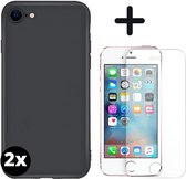 Fooniq Silicone Hoesje Zwart 2x + Screenprotector 2x - Geschikt Voor Apple iPhone 7/8/SE 2020