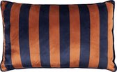 Mistral Home - Sierkussen - 50x30 cm - Polyester fluweel - Gestreept - Blauw, roest