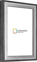 Fotolijst - Venetiaans Ontwerp - Antraciet met Zilver - Fotomaat 30x30 - Helder glas - Art.nr. 10107943230302