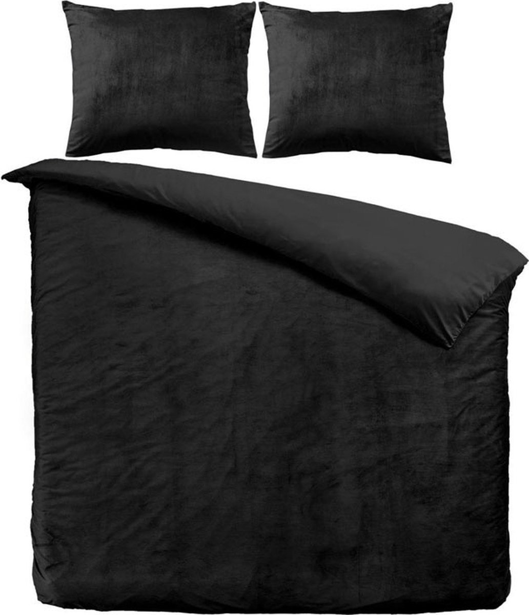 Beau Maison - Velvet Dekbedovertrek - Zwart - 240 x 200/220 cm + 2 kussenslopen