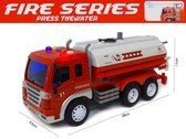 Brandweerwagen met lichtjes, geluid en waterpomp slang - Fire series - City service brandweerauto (28cm)