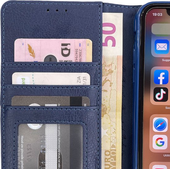 Huawei P30 Pro Blauw Stevige Portemonnee Wallet Case  - Pasjeshouder - boek Telefoonhoesje Kunstleer - Book case