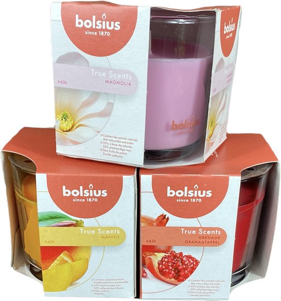 Bolsius Kaarsen - Rustieke Geurkaarsen Set - Mango, Magnolie, Granaatappel | Voordeelset