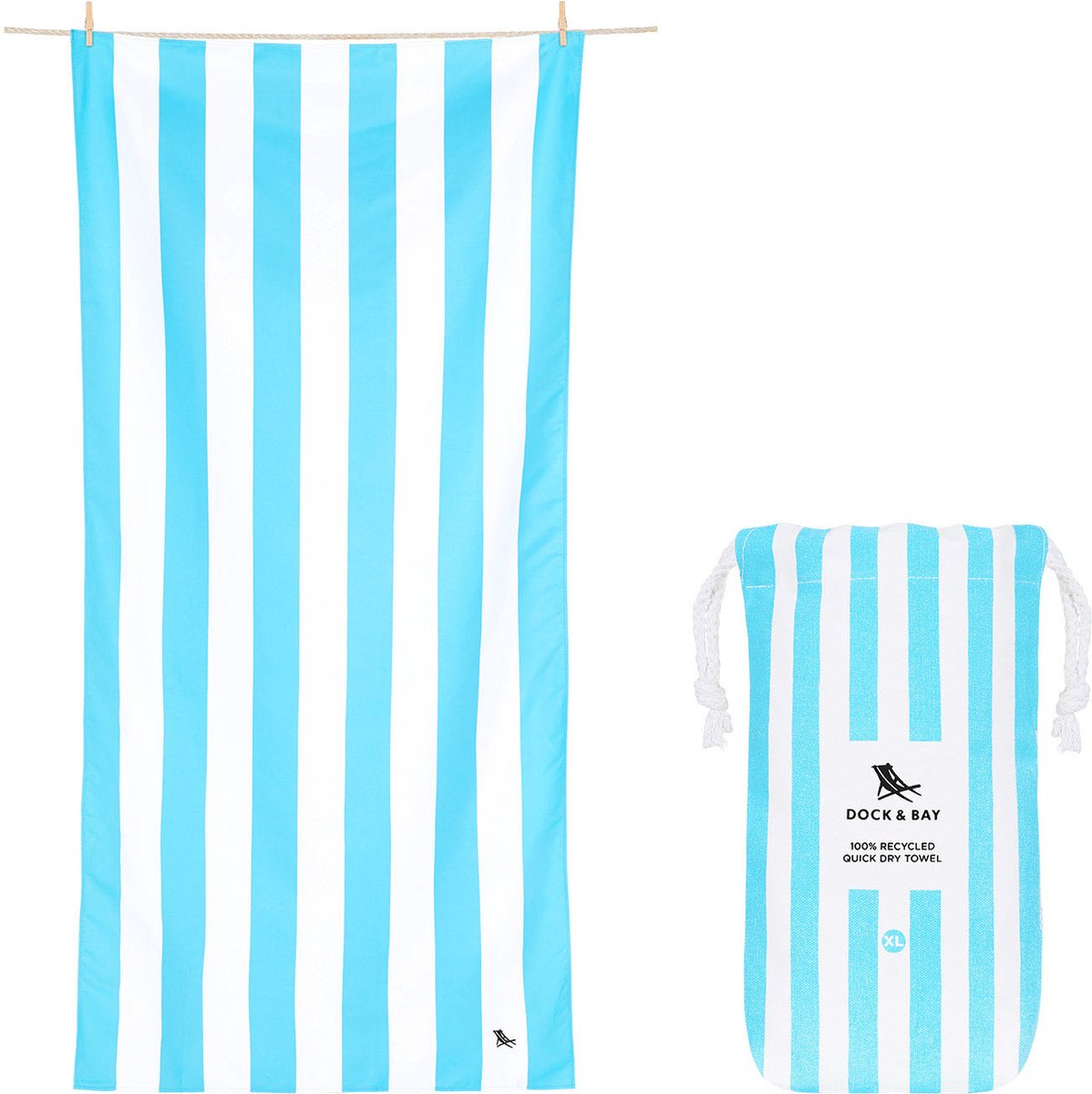 Dock & Bay Cabana - Strandlaken - Extra Large - ( 200x90cm ) - Tulum Blue