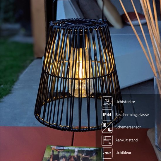 Solar tuinverlichting - Hanglamp/tafellamp buiten 'Firenze' met filament  led lamp -... | bol.com