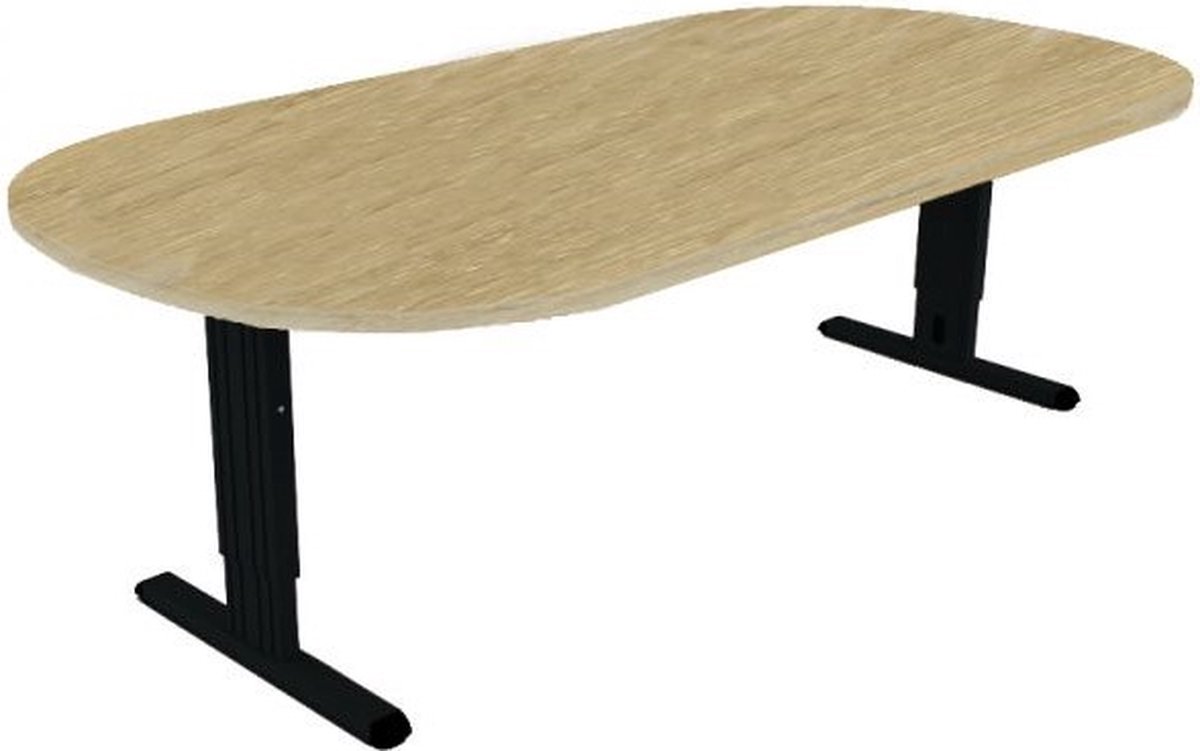 Offeco Bureau Bolton - Bureau - Bureautafel - Vergadertafel - Gaming bureau - Game bureau - Computertafel - Desk - Bureau Zwart - Verstelbaar bureau - Gaming Desk - Bureau tafel - Bureau verstelbaar   Midden eiken -240x120cm-- blad-  onderstel- x120