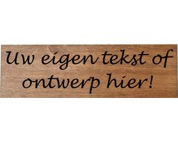 Palisander houten plank te personaliseren met naam, eigen tekst of eigen ontwerp - naambord - bewegwijzering 37x10cm