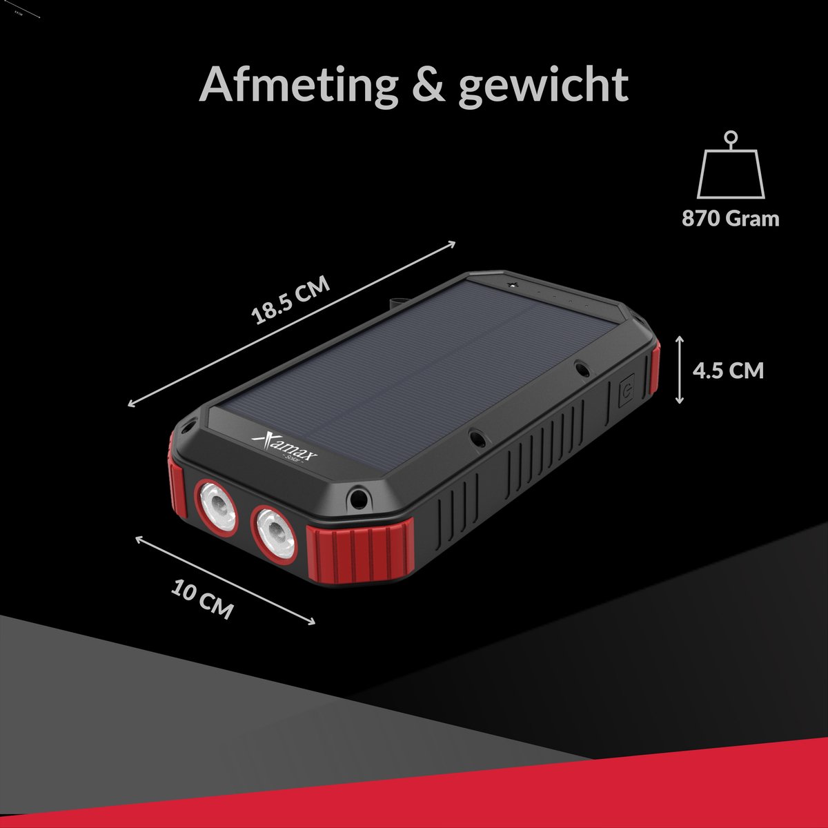 Xamax Solar Powerbank 30.000 mAh Charger - Qi Draadloze - afbeelding 2