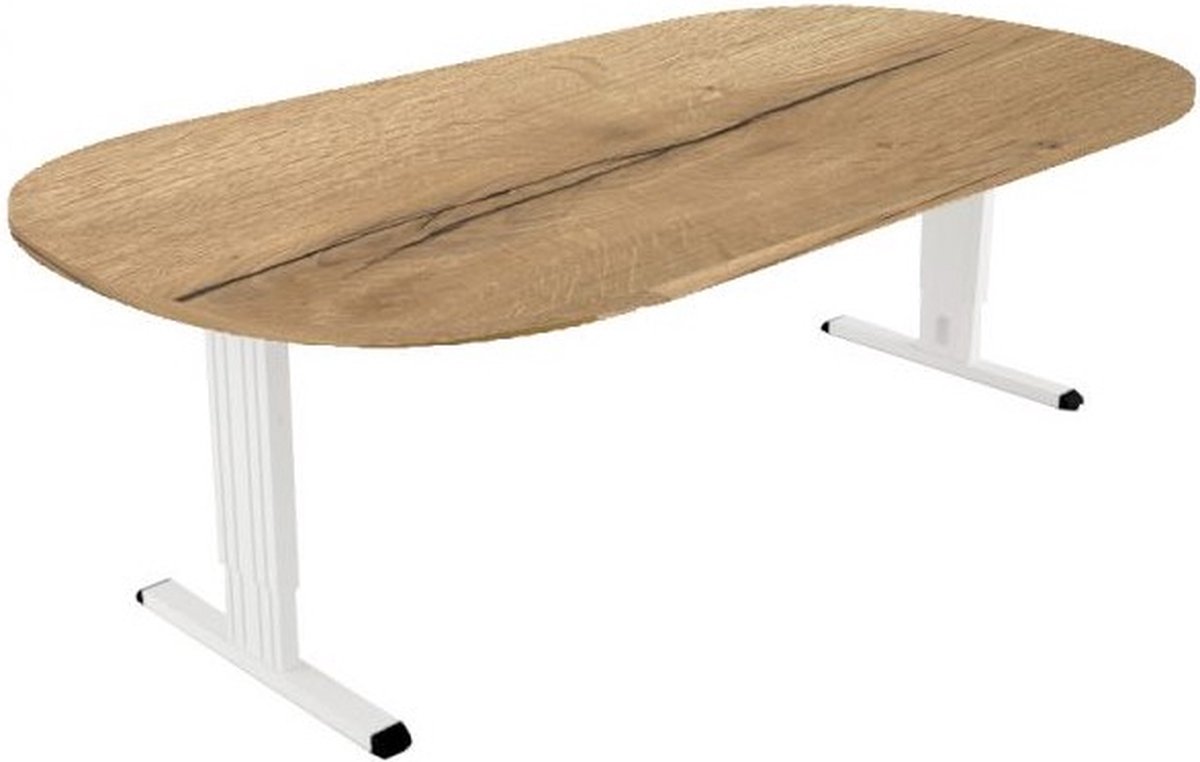 Offeco Bureau Bolton - Bureau - Bureautafel - Vergadertafel - Gaming bureau - Game bureau - Computertafel - Desk - Bureau Wit - Verstelbaar bureau - Gaming Desk - Bureau tafel - Bureau verstelbaar   Natuur eiken -240x120cm-- blad-  onderstel- x120