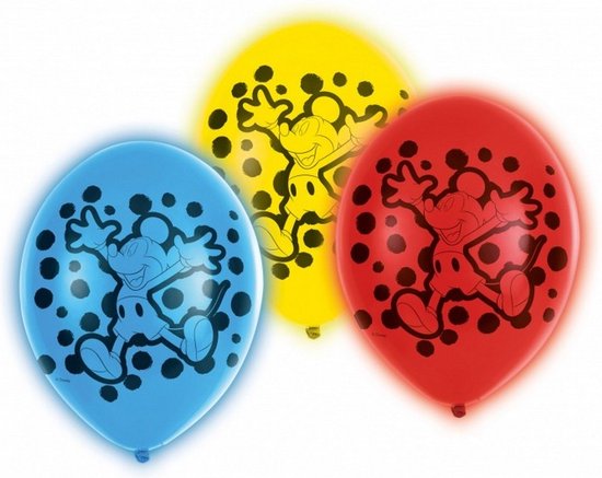 ballonnen met led-verlichting Mickey Mouse 28 cm 5 stuks