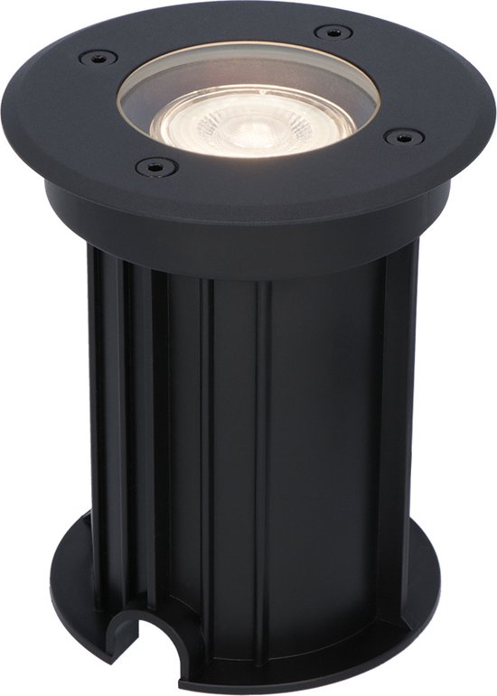 HOFTRONIC - LED Grondspot Zwart - 4000K Neutraal wit - Rond Aluminium - 5 Watt 400 Lumen - IP67 Waterdicht - Tuinspots, Padverlichting en Opritverlichting
