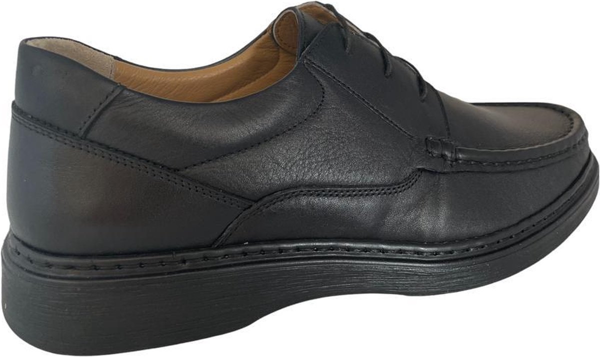 Heren schoenen- Veterschoenen- Comfort schoenen voor mannen 22379- Leather-  Zwart- Maat 40 | bol.com