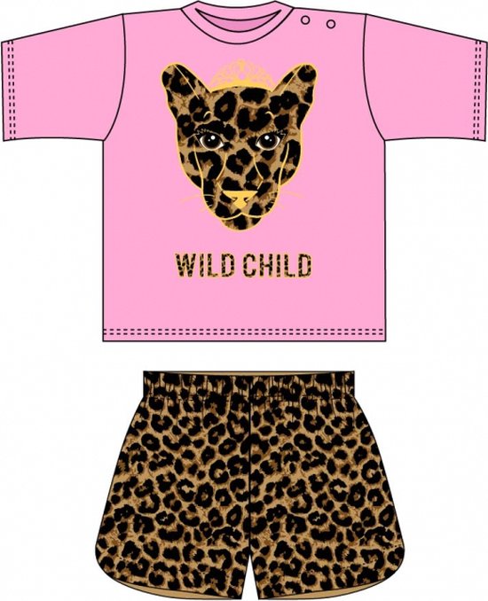 Fun2wear - kinder - meisjes - shortama - Wild Child - Pink - maat 158/164