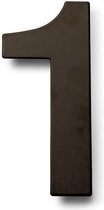 Huisnummer Zwart RVS nr. 1 - 15 cm hoog - Modern RVS Huisnummer - Zwart Roestvrij Staal