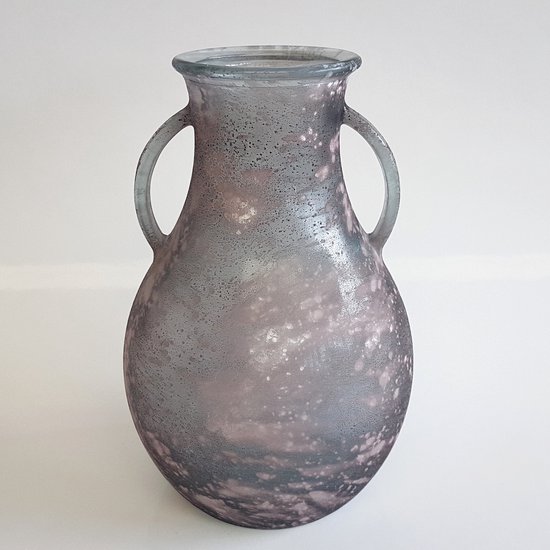 Vase / bouteille J-Line avec 2 x poignée - Violet / gris / blanc - ø 20 x 32 cm de haut.