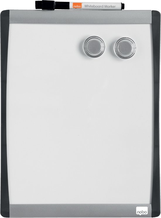 Nobo Klein Magnetisch Whiteboard - 21,5 x 28 cm - Inclusief Marker, Magneten en Foamtape - Wit