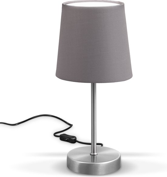 B.K.Licht LED tafellamp - stof - grijs - E14 - bedlamp - H:308mm