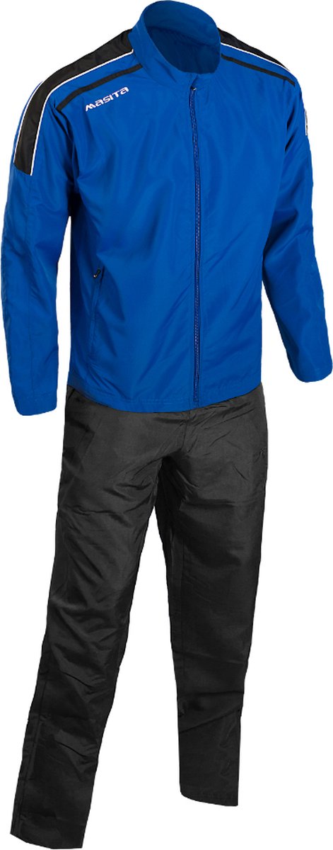 Masita | Trainingspakken Heren - Comfortabel Duurzaam 100% polyester - Trainingsjack & Broek Combinatie - Presentatiepak Striker - ROYAL BLUE/BLAC - S