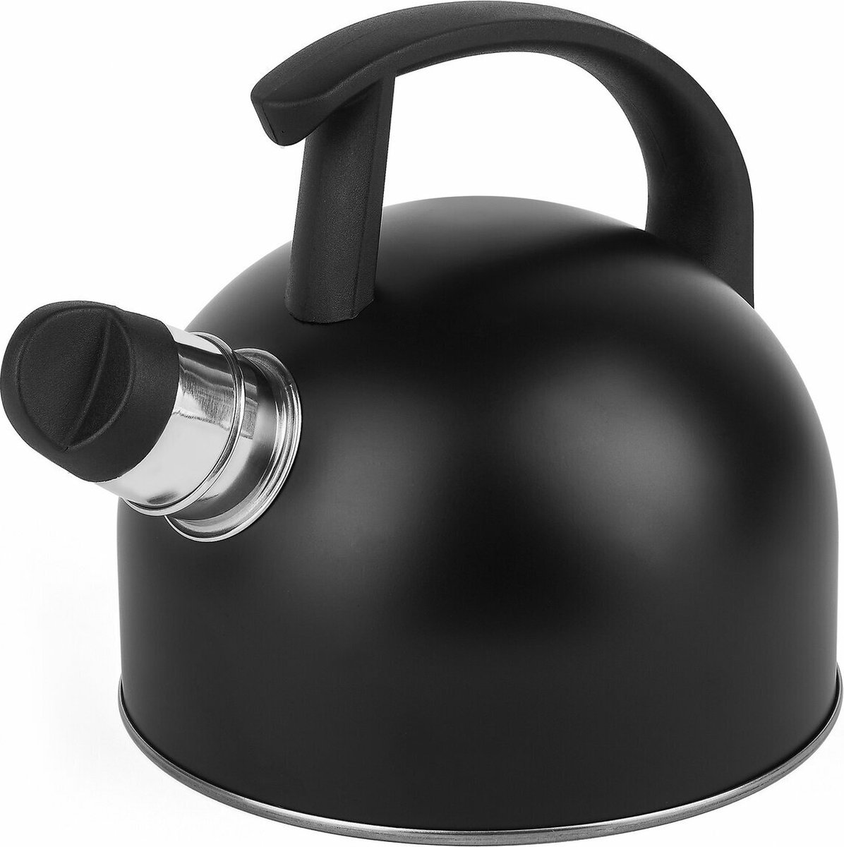 Tadar Kacper fluitketel voor op de camping RVS mat zwart 1.5 Liter - geschikt voor alle warmtebronnen - perfect voor in de caravan op camper - reis fluitketel - makkelijk op te bergen