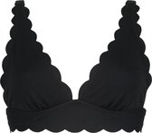 Hunkemöller Dames Badmode Triangel bikinitop Scallop - Zwart - Maat S