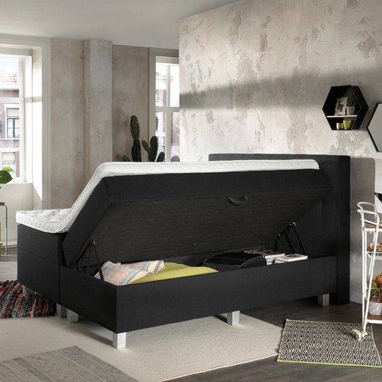 Dreamhouse® Shurgard Boxspring met Opbergruimte – Bed - 140 x 200 cm - Antraciet - Dreamhouse Boxsprings
