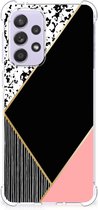 Smartphone hoesje Geschikt voor Samsung Galaxy A33 TPU Silicone Hoesje met transparante rand Black Pink Shapes