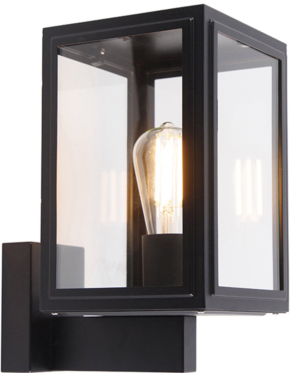 QAZQA Landelijke wandlamp zwart IP44 - Sutton Up