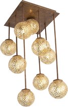 Paul Neuhaus kreta - Art Deco Plafondlamp - 9 lichts - L 320 mm - Roestbruin - Woonkamer | Slaapkamer | Keuken