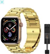 MY PROTECT® Bracelet en métal de Luxe pour Apple Watch Series 1/2/3/4/5/6/7/SE 38/40/41mm Bracelet de montre - Bracelet iWatch Link en acier inoxydable - Bracelet de montre en acier inoxydable - Or