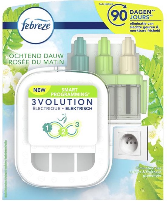 Febreze 3Volution Diffuseur Électrique De Parfum 4 X 20 Ml Fraîcheur Pure