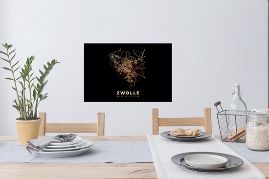 Stickers Stickers muraux - Zwolle - Plan de la ville - Carte - Carte - 60x40 cm - Feuille adhésive