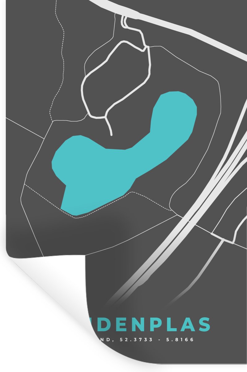 Muurstickers - Sticker Folie - Zandenplas - Stadskaart - Plattegrond - Water - Nederland -