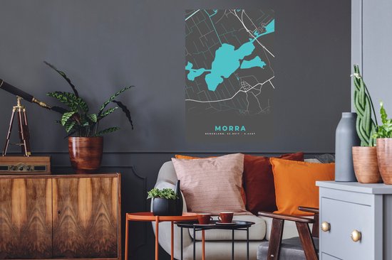 Muurstickers - Sticker Folie - Stadskaart - Plattegrond - Kaart - Nederland - Morra - 60x90 cm - Plakfolie - Muurstickers Kinderkamer - Zelfklevend Behang - Zelfklevend behangpapier - Stickerfolie