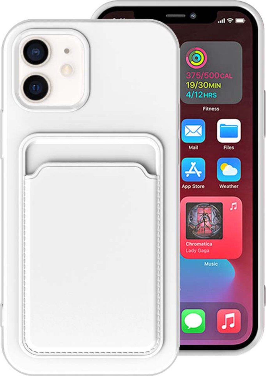 Smartphonica iPhone 11 siliconen hoesje met pashouder - Wit geschikt voor iPhone 11