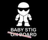 Autotoebehoren - Stickerloods Baby Stig on Board -autoraamsticker- baby in car sticker- 10x13cm