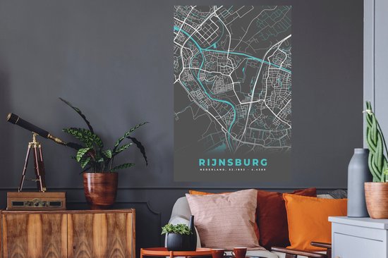 Stickers Stickers muraux - Rijnsburg - Carte - Carte - Plan de la ville - 80x120 cm - Feuille adhésive