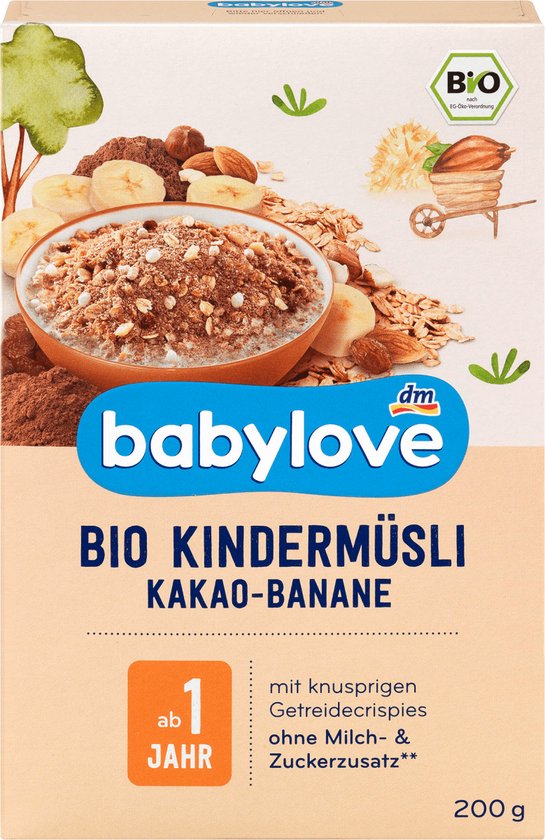 babylove Babymaaltijd Kindermuesli bio cacao-banaan vanaf 1 jaar, 200 g