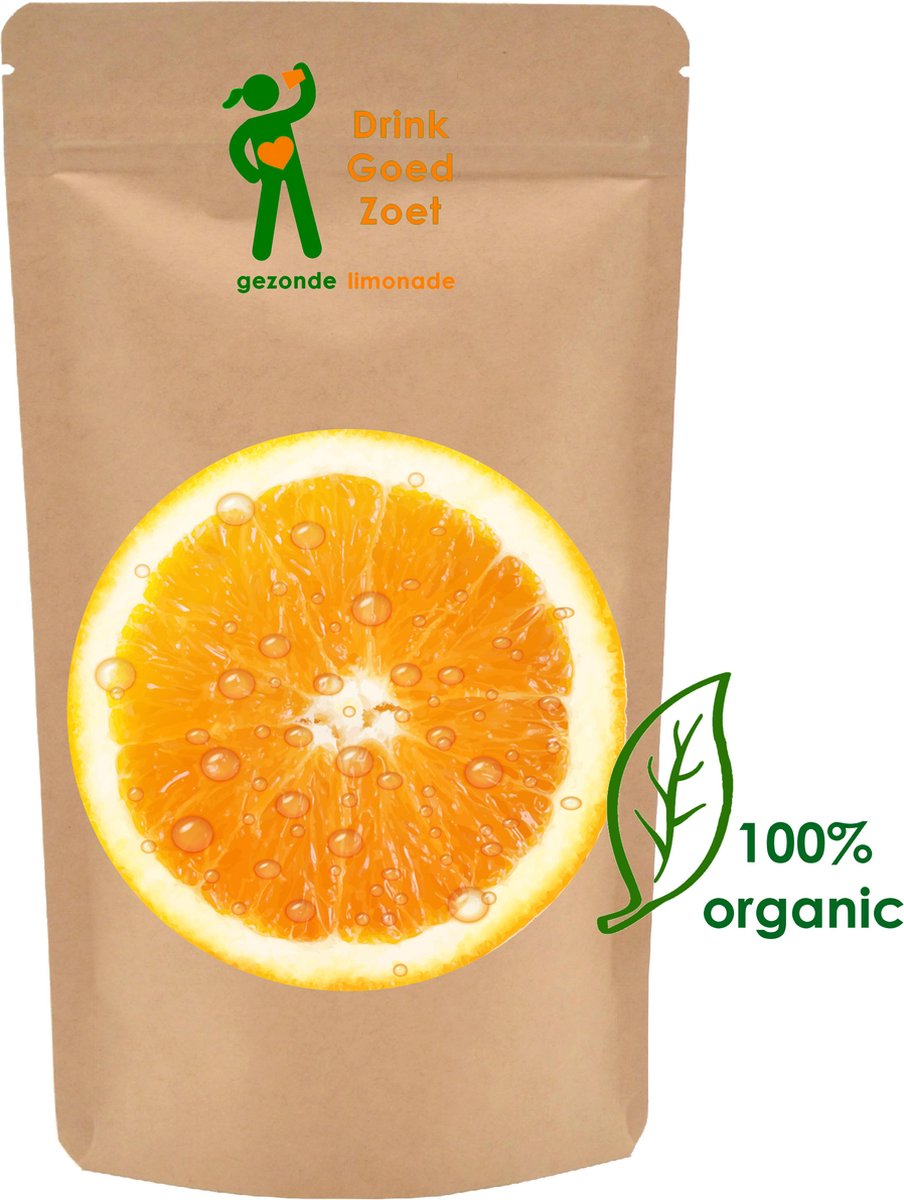 Drink Goed Zoet ECO biologische limonadepoeder - suikervrij sinaasappel - 150 g