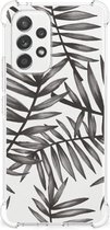 Leuk TPU Back Cover Geschikt voor Samsung Galaxy A53 5G Telefoonhoesje met doorzichtige rand Leaves Grey
