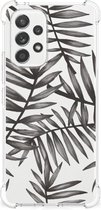 Belle coque arrière en TPU pour Samsung Galaxy A53 5G avec bord transparent feuilles gris